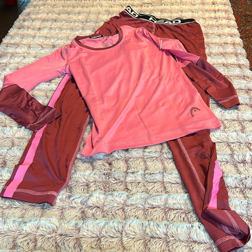 Girls base layer set or sleepwear Head cold weather gear